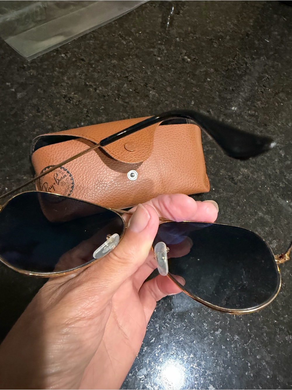 Ray-Ban Gold Frame Sunglasses with Black Lenses - Picture 5 of 8